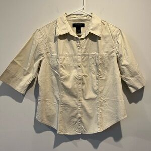 Express Off-White Stretch Shirt
